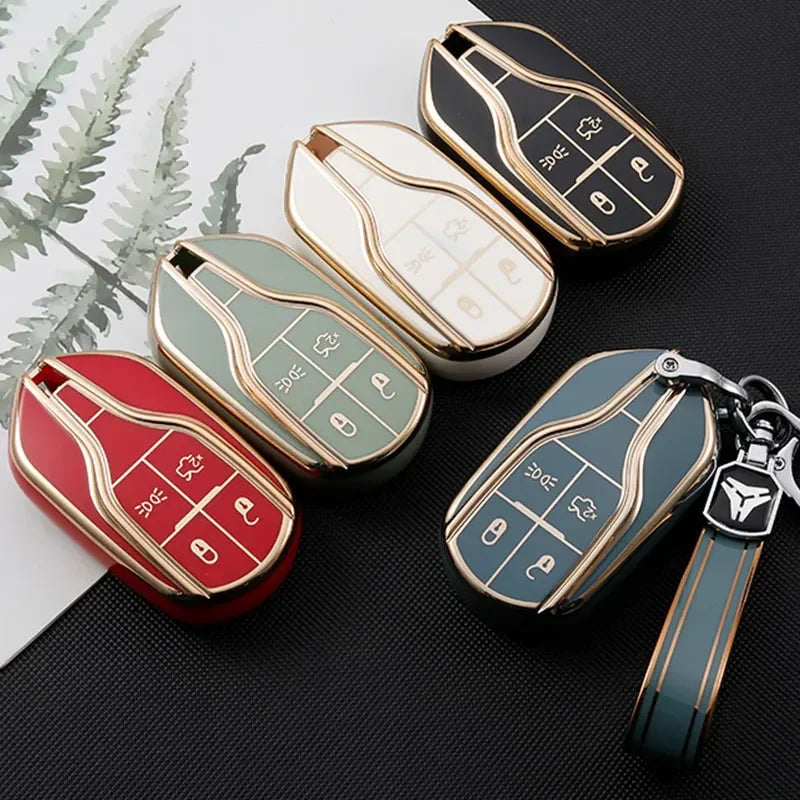 Bilnøkkelveske for Maserati Levante Ghibli Quattroporte GT Granturismo GranCabrio TPU-deksel Shell Fob Protector Tilbehør