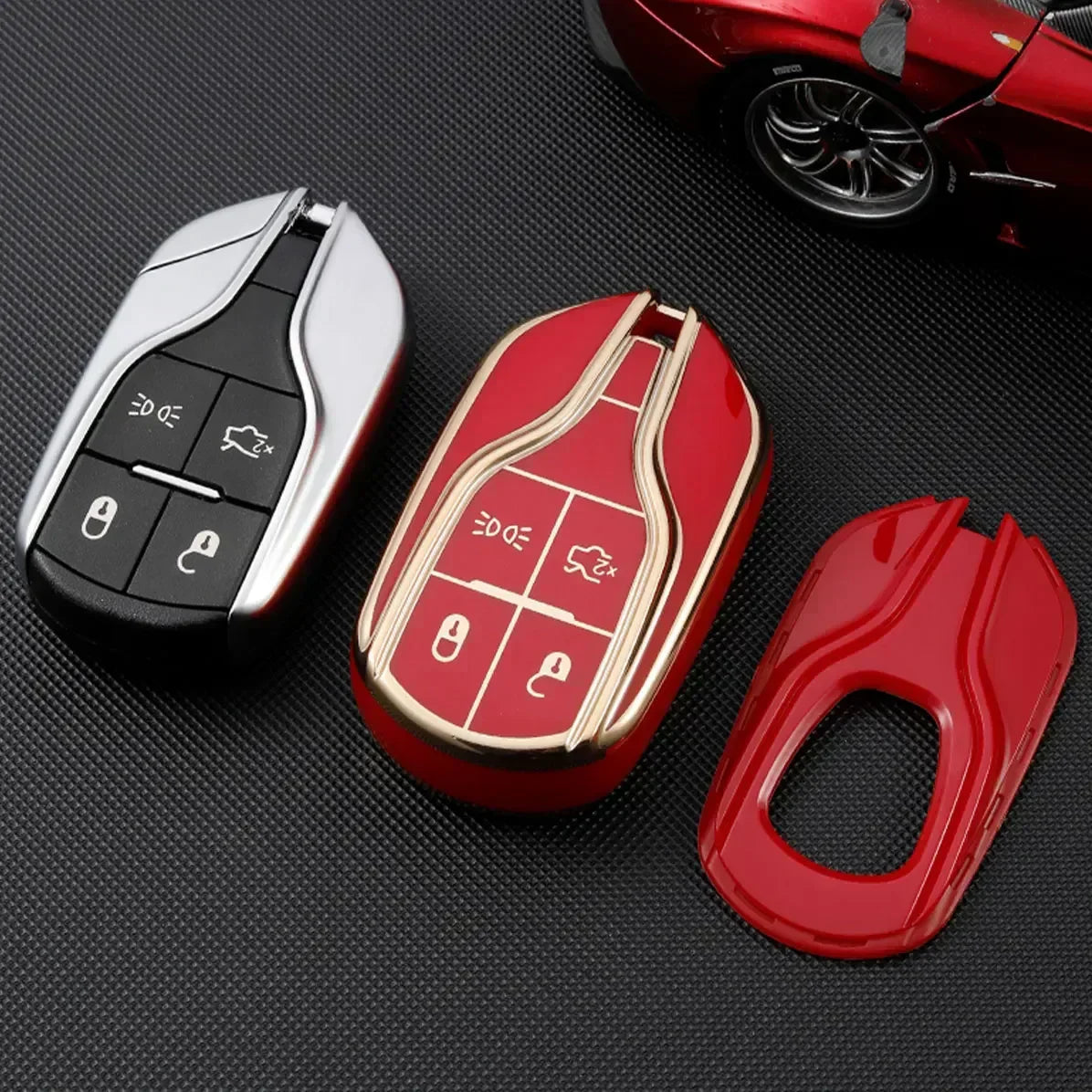 Bilnøkkelveske for Maserati Levante Ghibli Quattroporte GT Granturismo GranCabrio TPU-deksel Shell Fob Protector Tilbehør